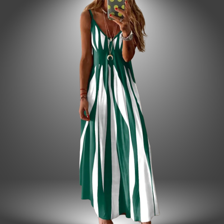Aria - Chic Sleeveless Striped Maxi Dress