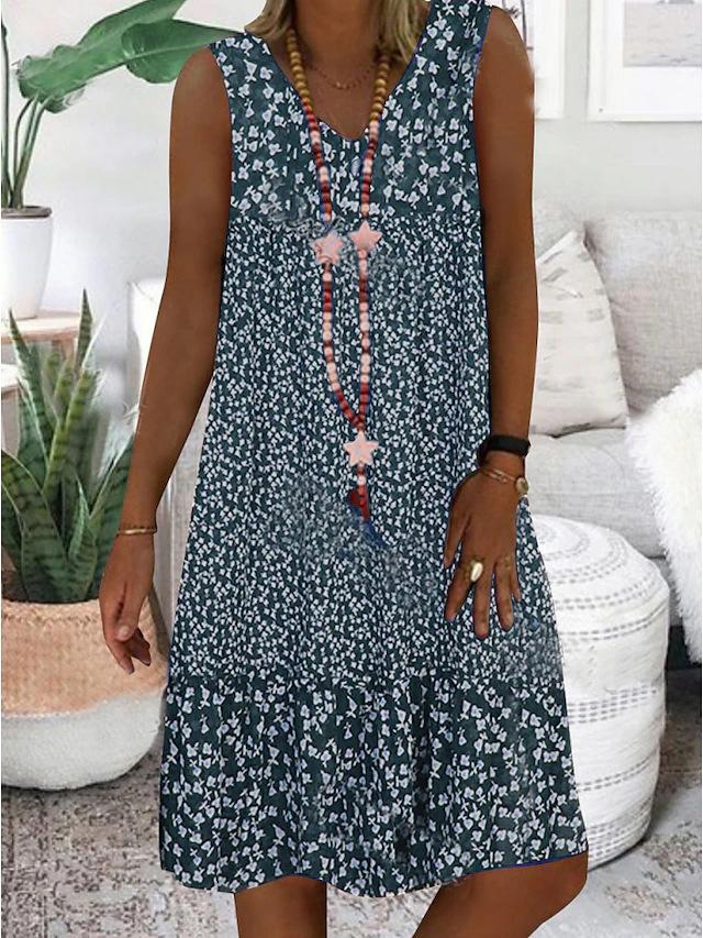 AVA | Floral V-Neck Sleeveless Dress