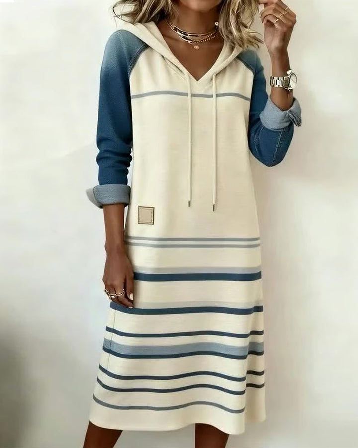 Colorful Striped Hooded Dress