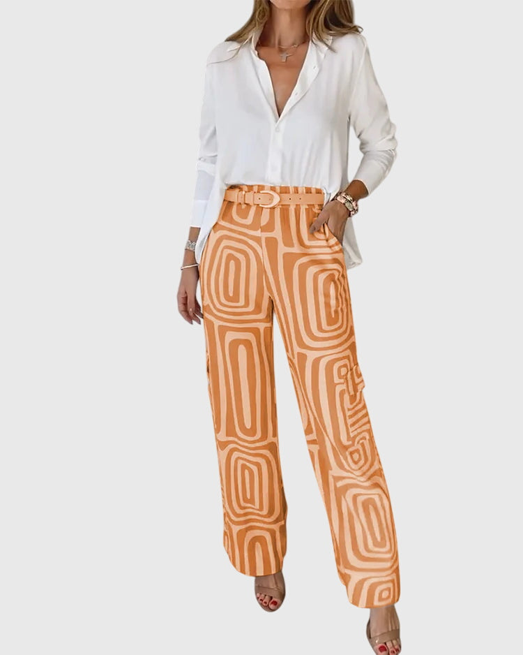 Emilia™ | Chic Pants with Complimentary Blouse & Belt