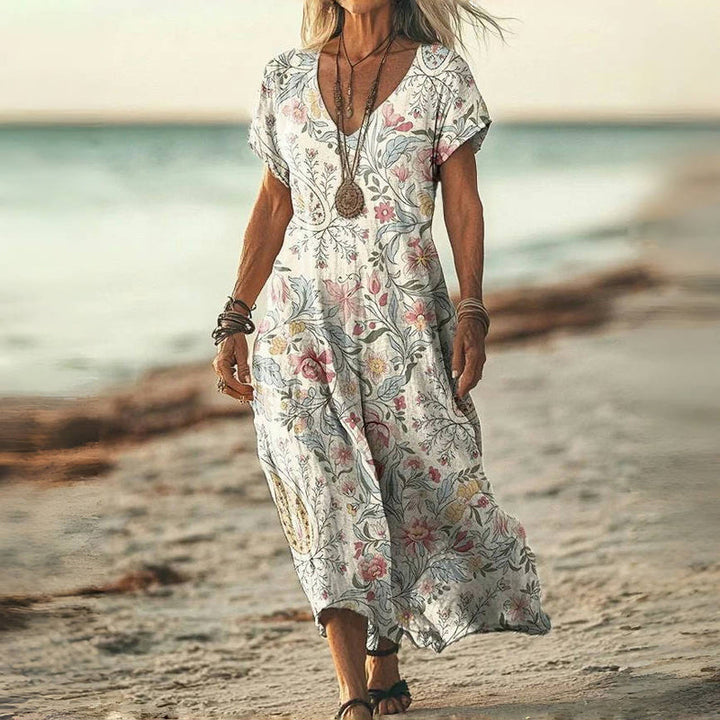 Meline | Chic Bohemian Dress with Floral Print