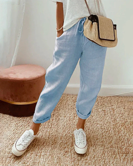Helen - Summer Trousers in Cotton-Linen Blend