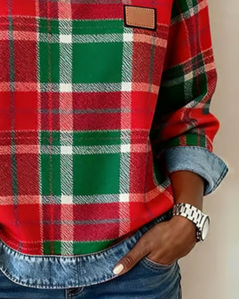 Ivy | Plaid Patchwork Sweatshirt