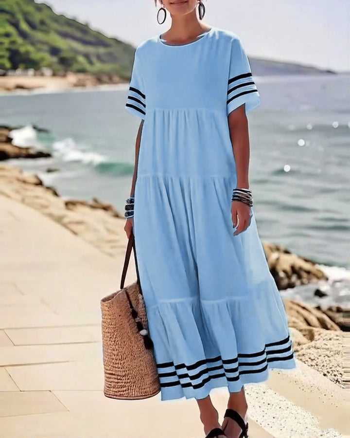 Chic Short Sleeve Vacation Dress