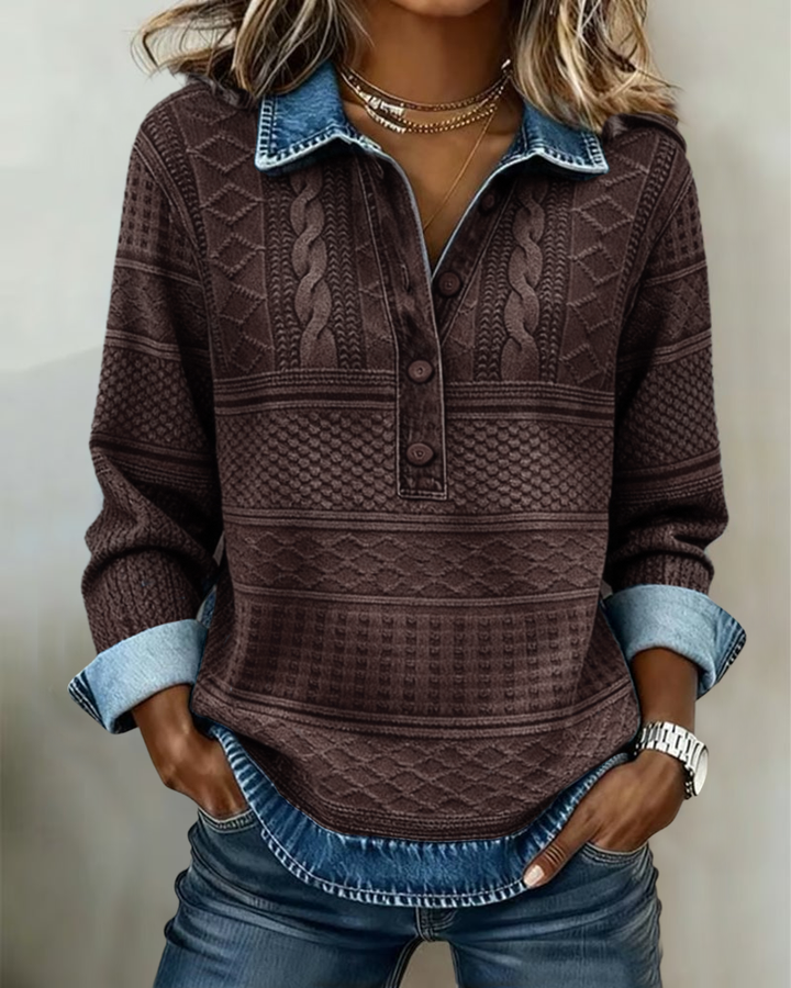 Alexandra | Stylish Half-Button Sweatshirt with Collar