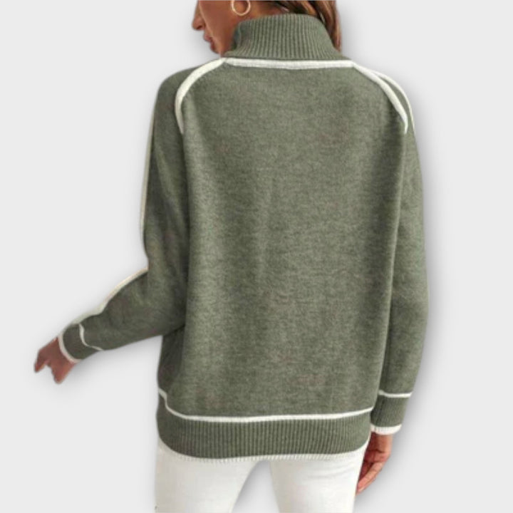 Christine - Stylish Olive Green Knit Pullover