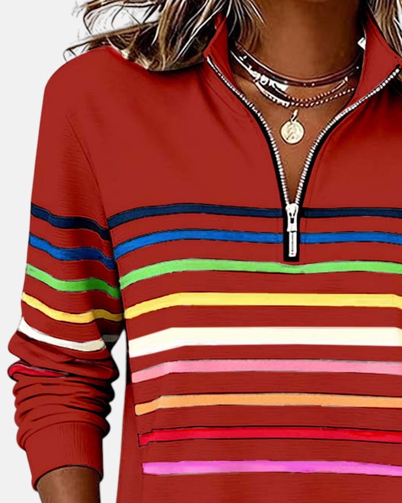 Vienna | Vibrant Striped Zip-Up Hoodie