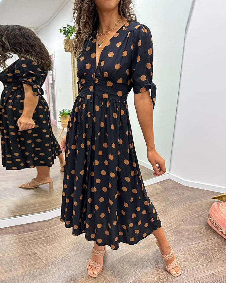 Bellamy - V-Neck Dress with Polka Dot Print