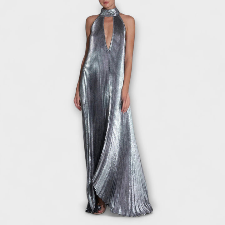 Calliope - Shimmering Pleated A-Line Maxi Dress