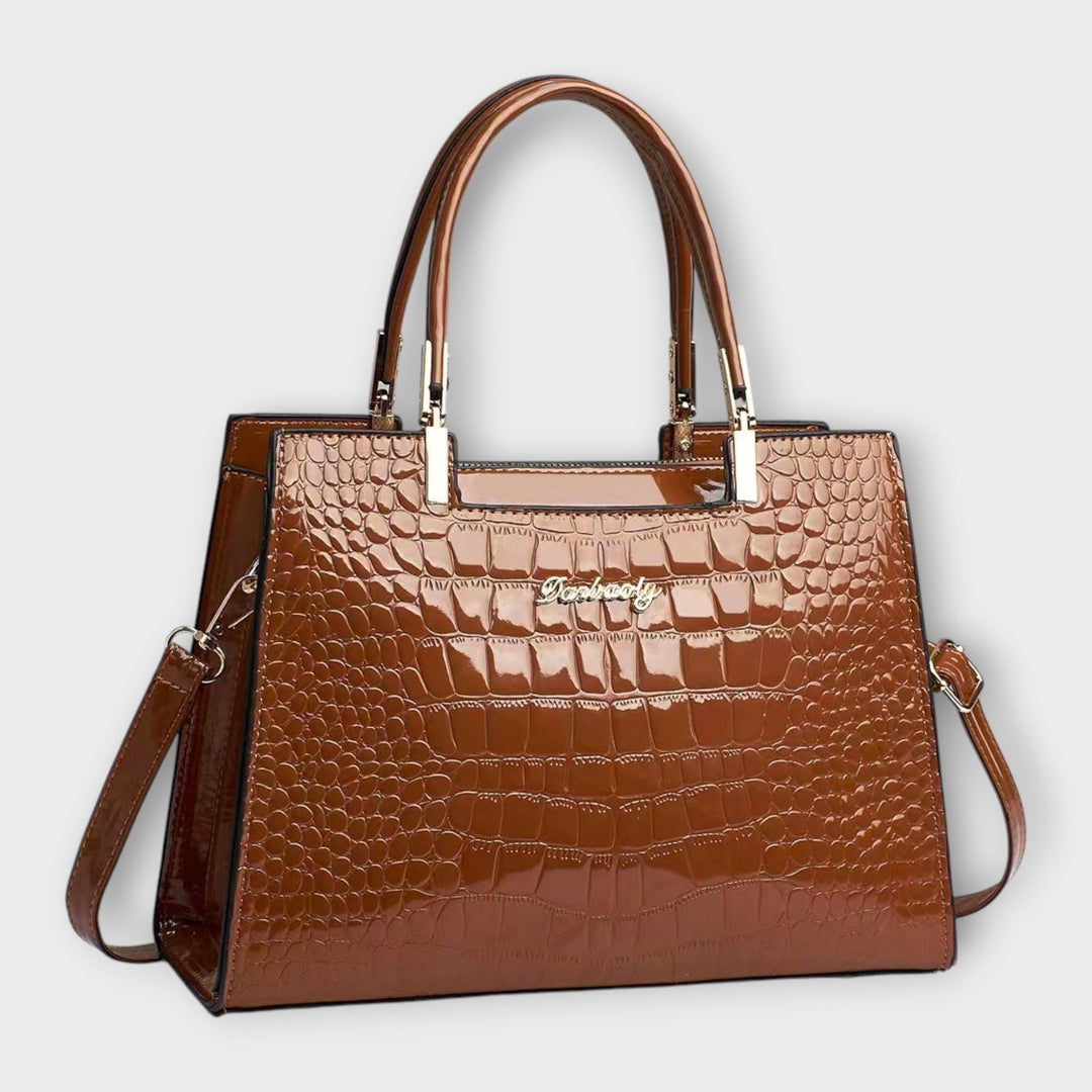 Olivia - Shiny Crocodile-Patterned Handbag