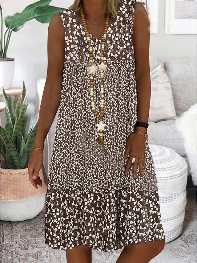 AVA | Floral V-Neck Sleeveless Dress