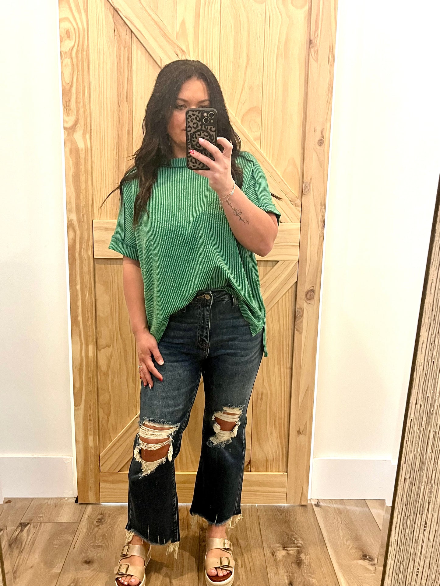 Ribbed short sleeve top