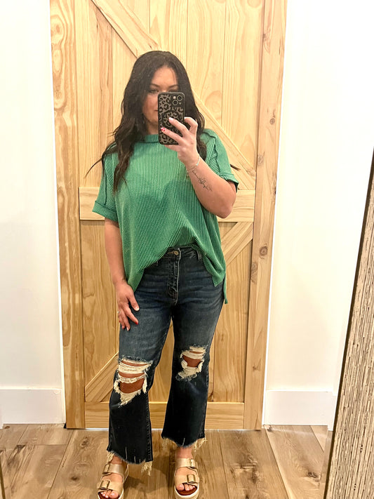 Ribbed short sleeve top