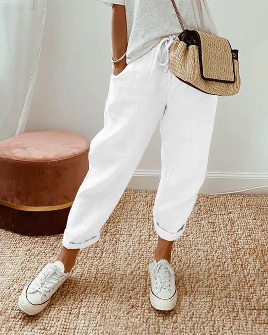 Helen - Summer Trousers in Cotton-Linen Blend