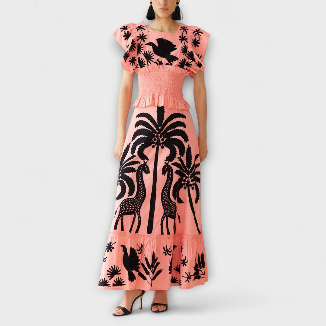 Amy - Stylish Palm Tree Print Dress