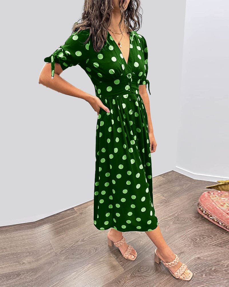 Bellamy - V-Neck Dress with Polka Dot Print