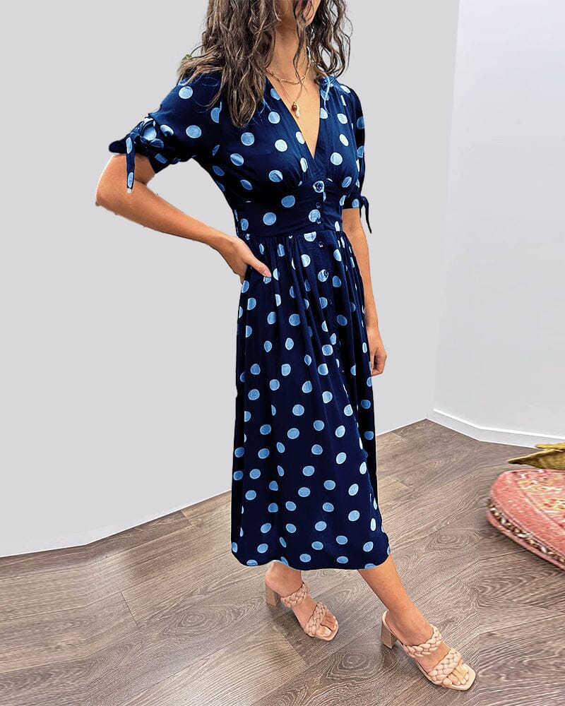 Bellamy - V-Neck Dress with Polka Dot Print