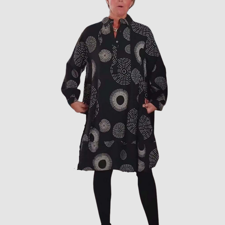 Haydie™ Geometric Print Casual Lapel Dress
