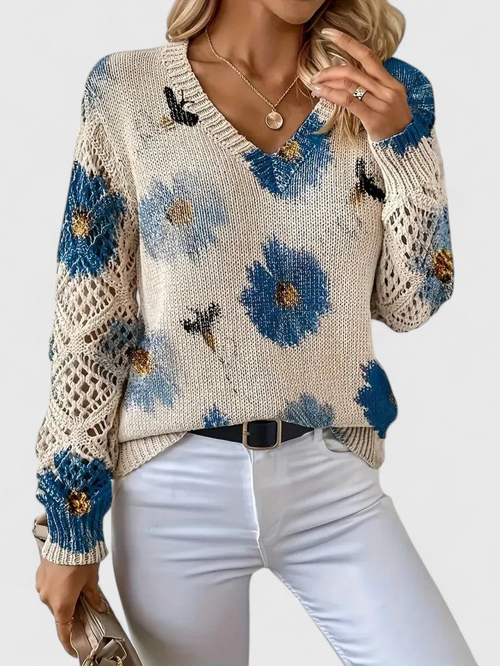 Aurélie | Chic Floral Knit Pullover