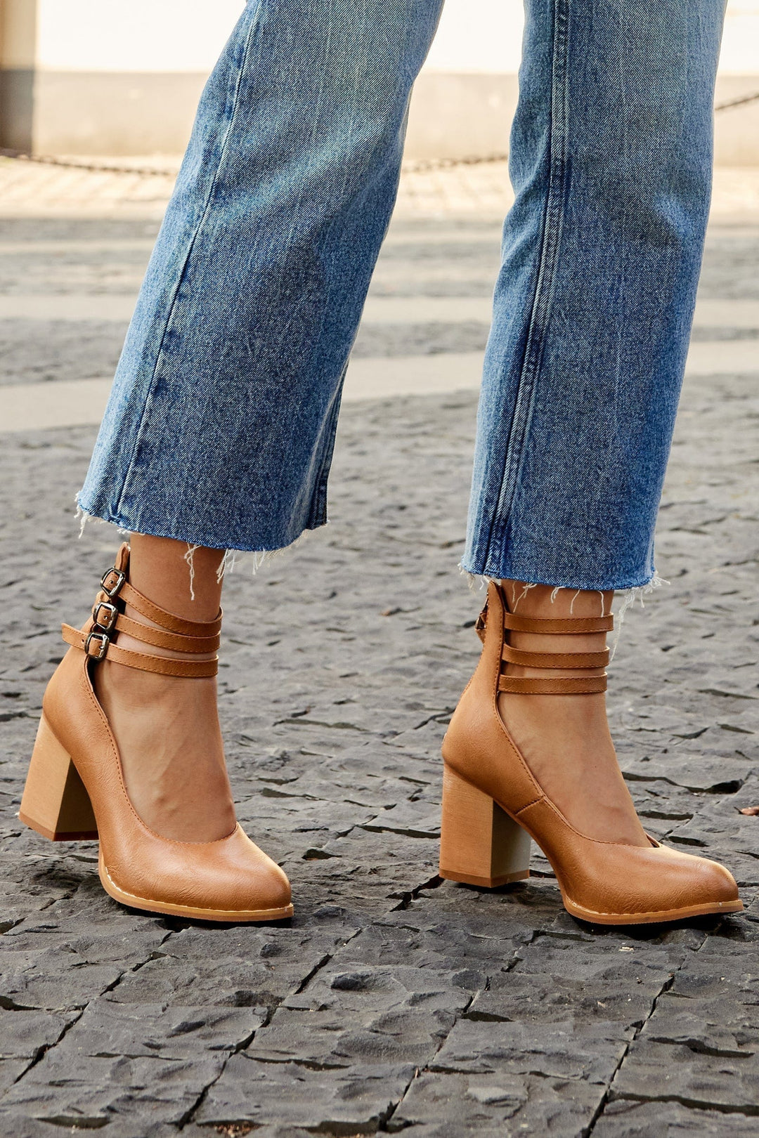 Ariana | Triple Strap Buckle Heels