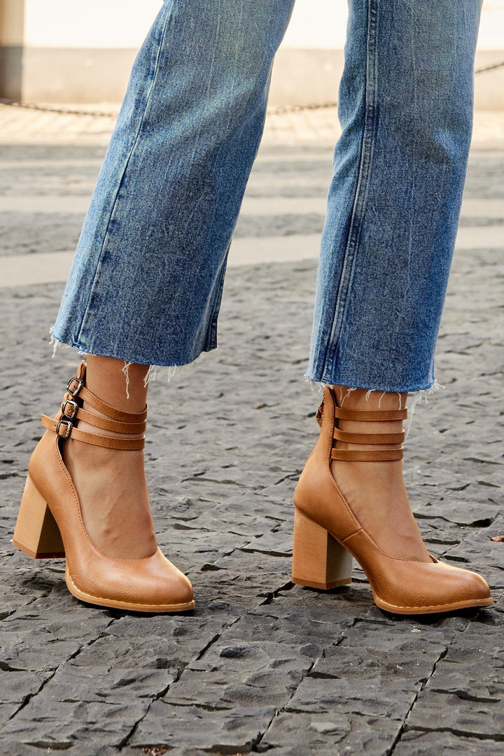 Ariana | Triple Strap Buckle Heels