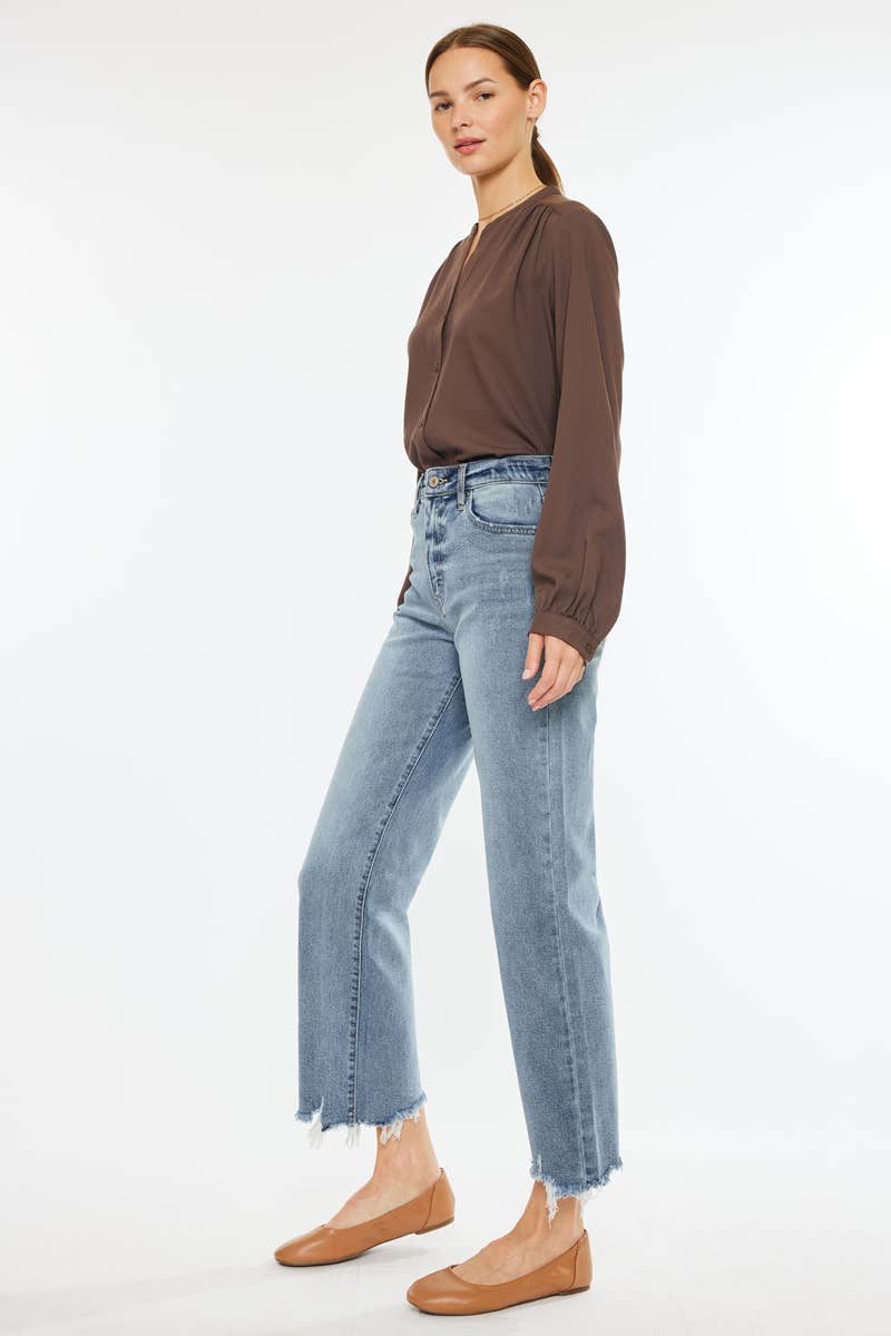 HIGH RISE SLIM WIDE LEG JEANS