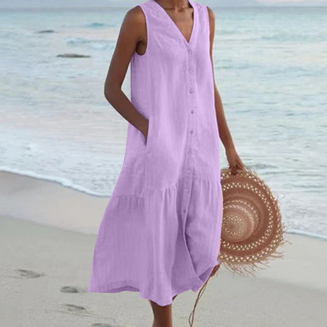 Maria | Chic V-Neck Button-Up Summer Dress