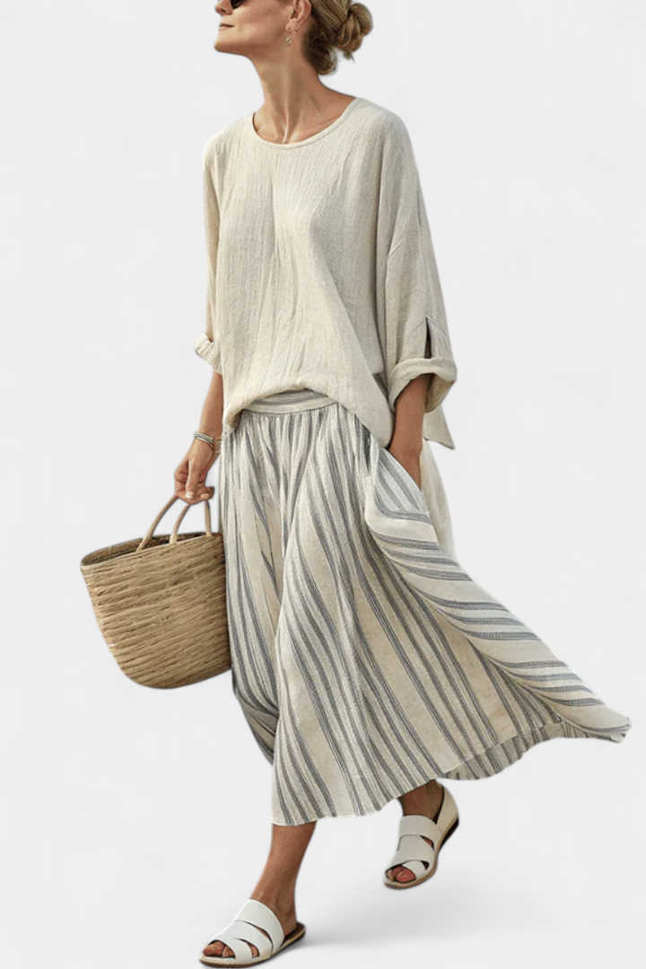 Aurcyn | Striped Skirt Ensemble