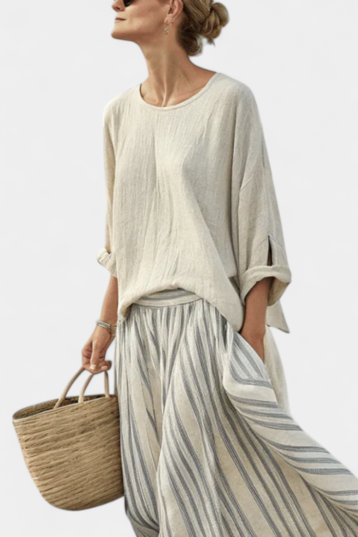 Aurcyn | Striped Skirt Ensemble