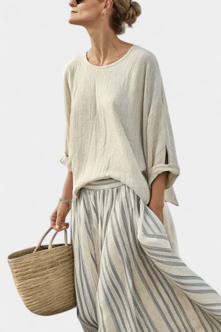 Aurcyn | Striped Skirt Ensemble