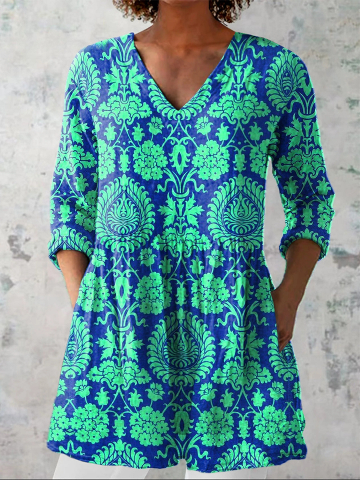 Beatrix | Elegant Long V-Neck Blouse