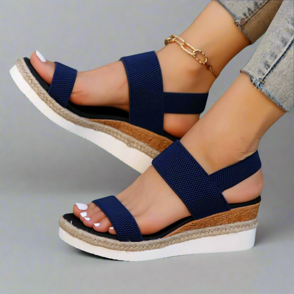 Alessia | Black Elevated Platform Sandals