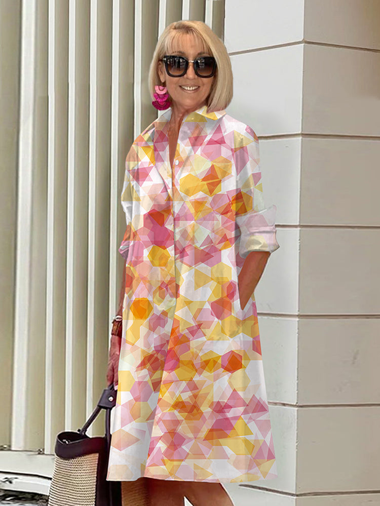 Danica | Stylish Geometric Print Shirt Dress