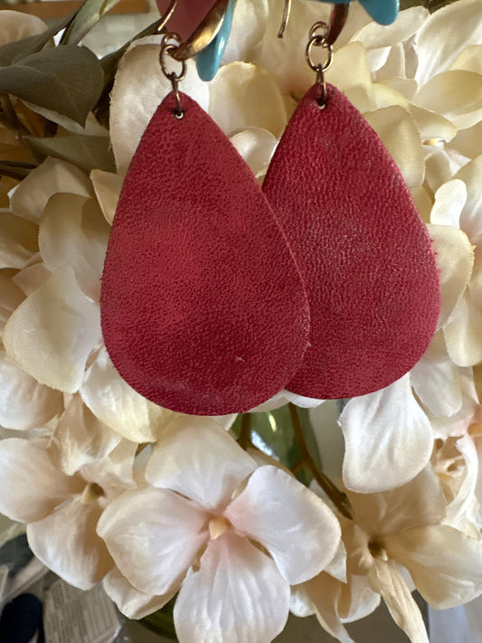Red tear drop earrings
