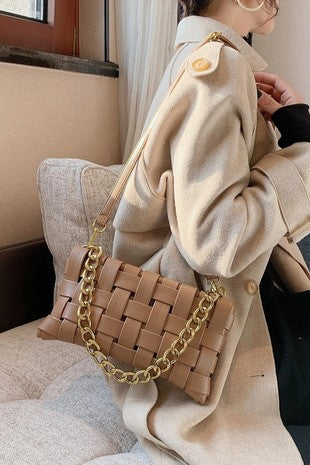 Soft Leather Woven Weaved Shoulder Bag
