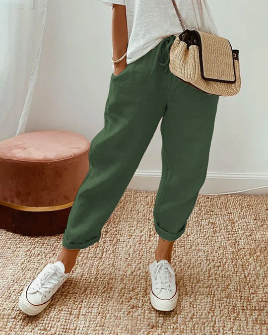 Helen - Summer Trousers in Cotton-Linen Blend