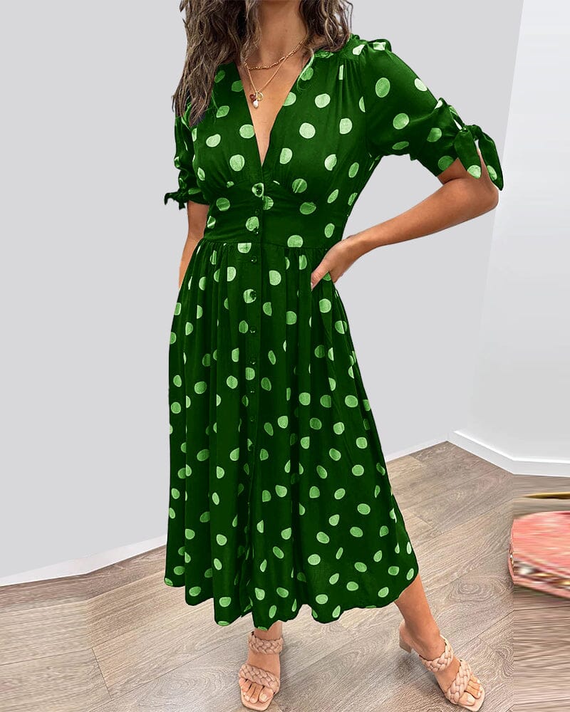 Bellamy - V-Neck Dress with Polka Dot Print