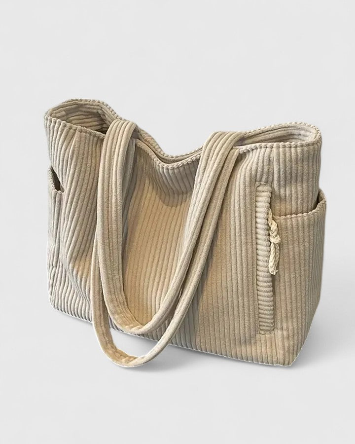 Liorane | Elegant Ribbed Tote Bag with Chic Cord Accents