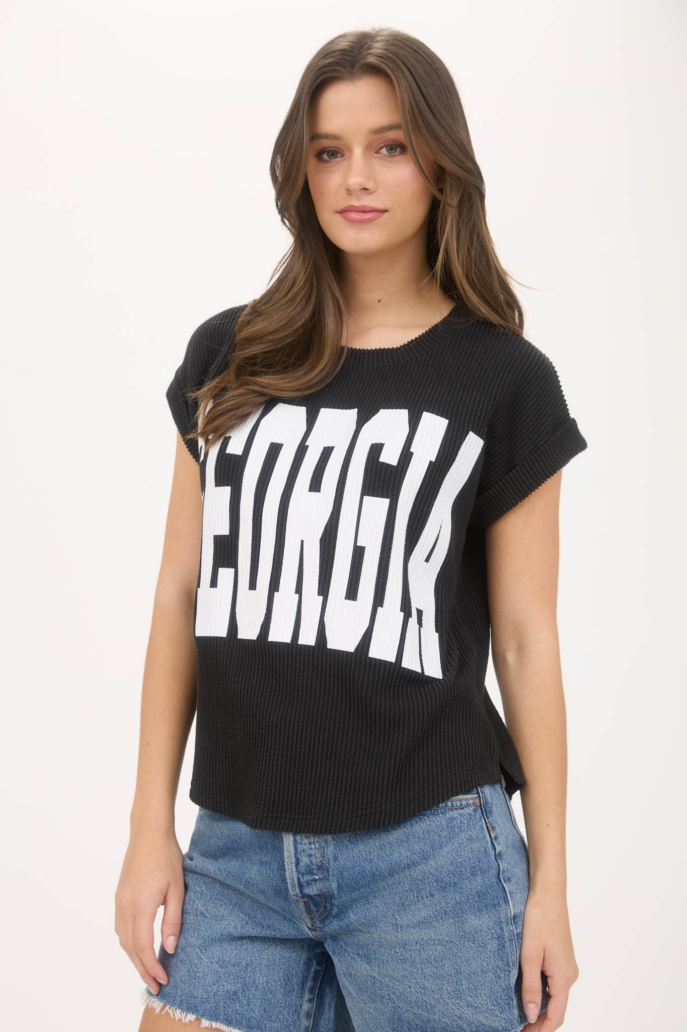 GEORGIA SHORT SLEEVE SWEATER KNIT T-SHIRT
