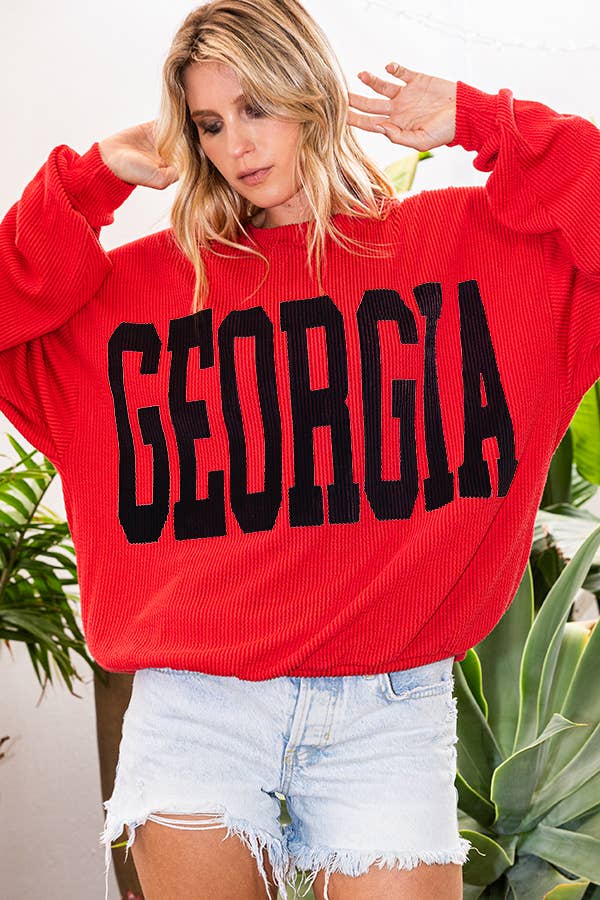 T1770C  Georgia Comfy Oversize Graphic Sweatshirt, Gameday