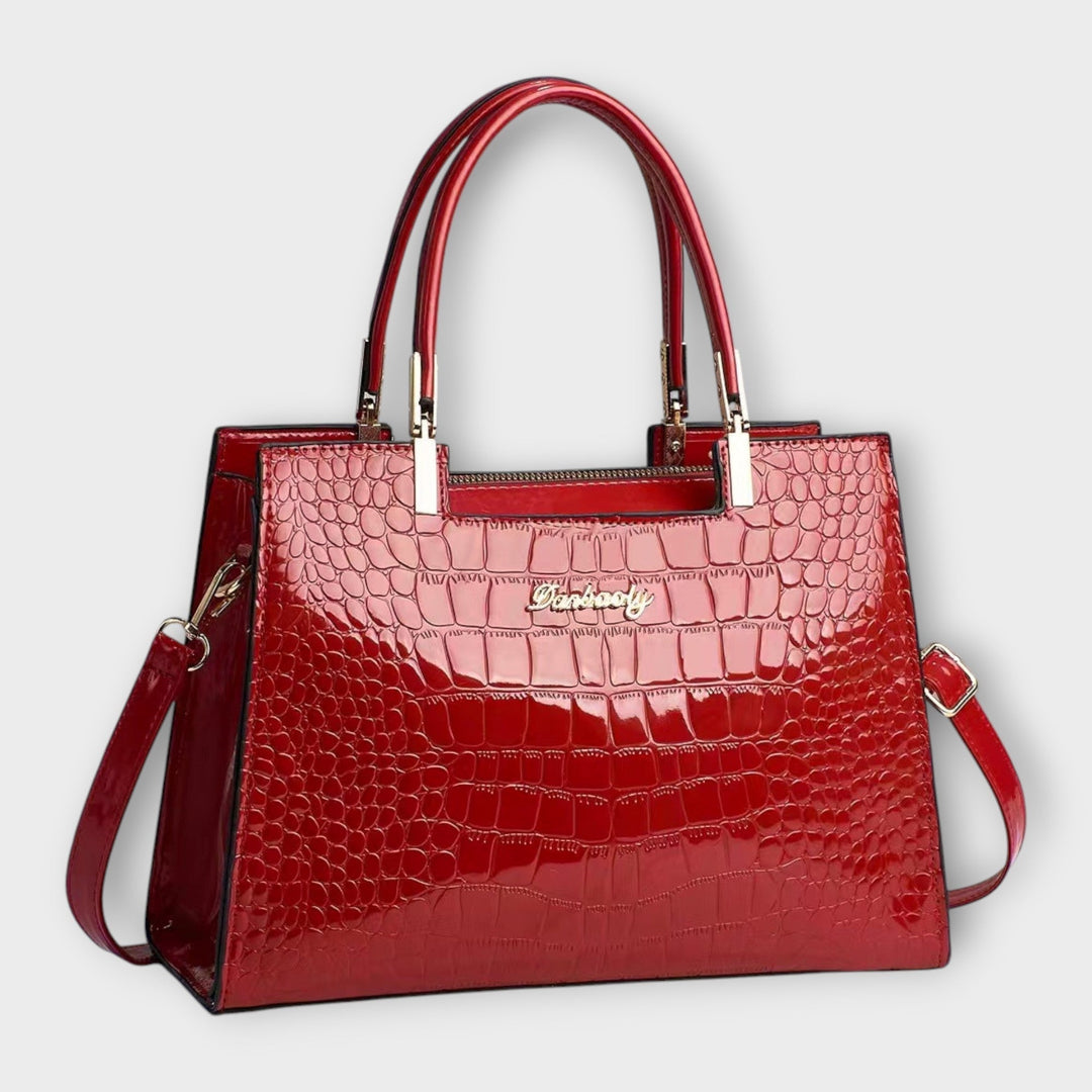 Olivia - Shiny Crocodile-Patterned Handbag
