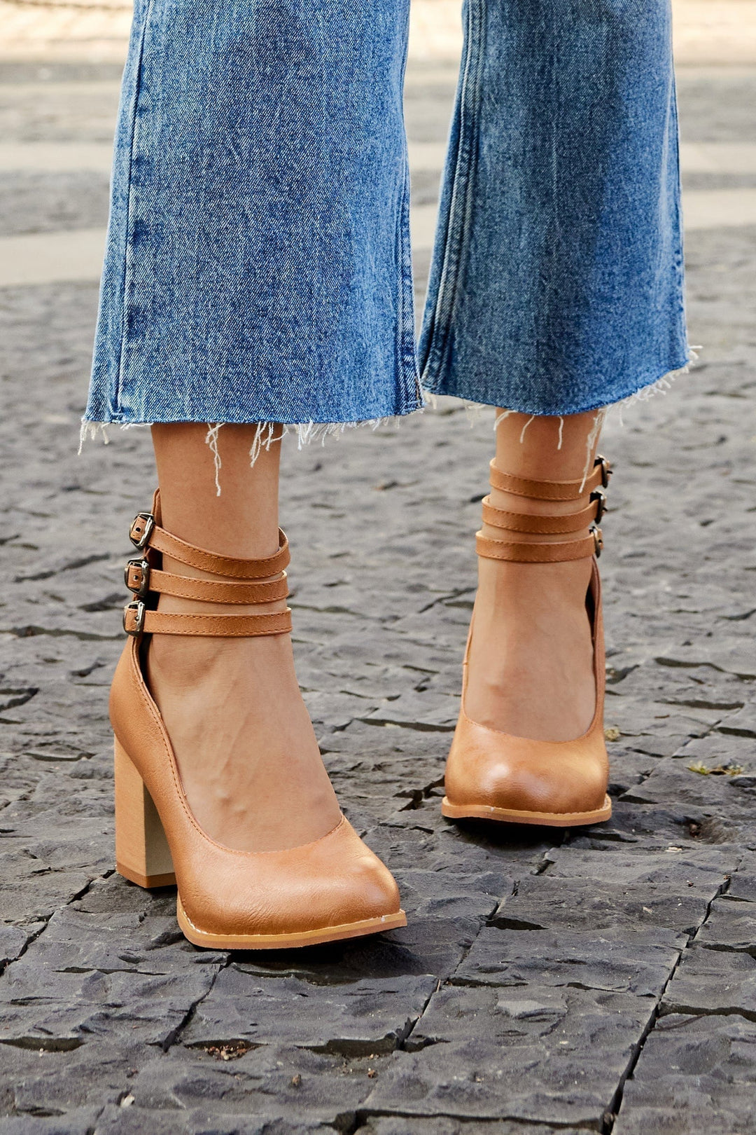 Ariana | Triple Strap Buckle Heels