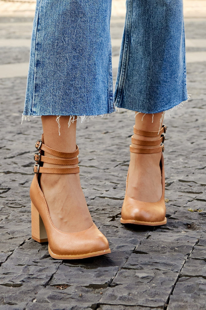 Ariana | Triple Strap Buckle Heels