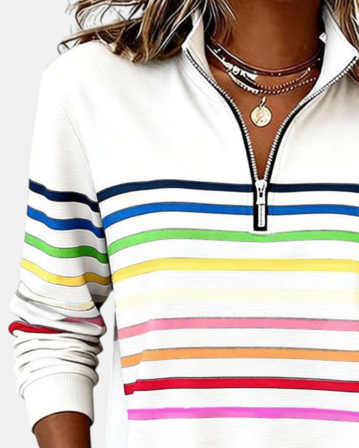 Vienna | Vibrant Striped Zip-Up Hoodie