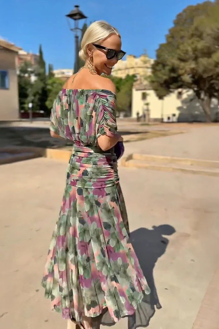 Chic V-Neck Floral Print Maxi Dress for Special Occasions