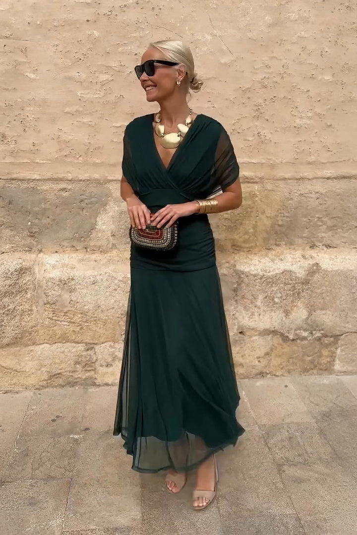Chic V-Neck Floral Print Maxi Dress for Special Occasions