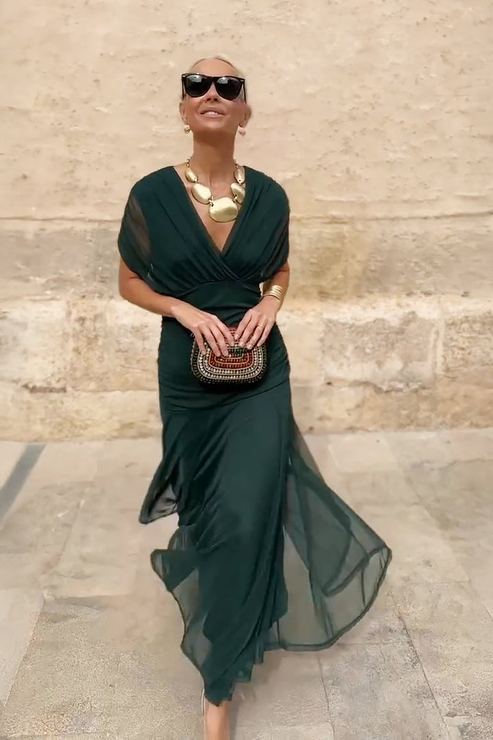 Chic V-Neck Maxi Dress for Enchanting Parties