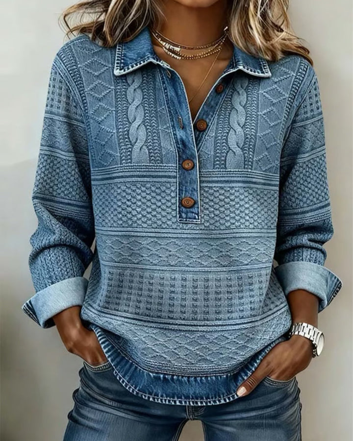 Dolores | Chic Collared Half-Button Sweatshirt