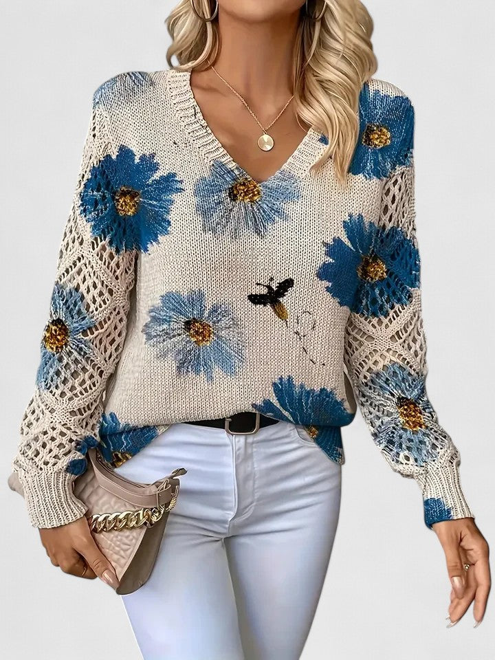 Aurélie | Chic Floral Knit Pullover