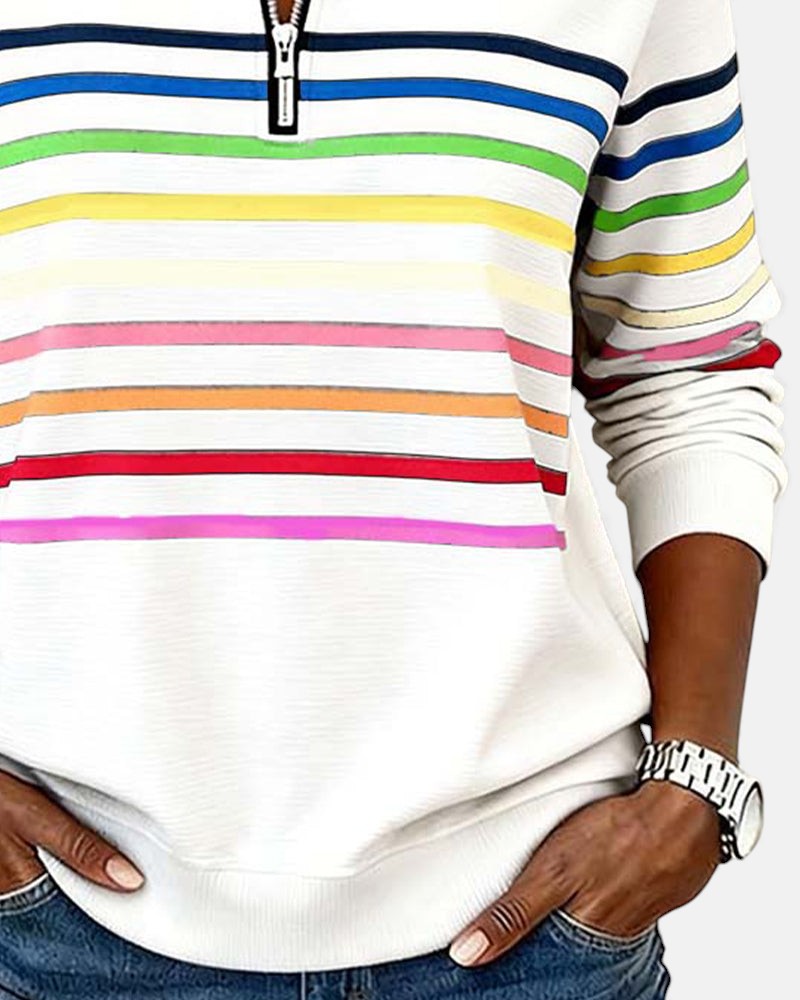 Vienna | Vibrant Striped Zip-Up Hoodie
